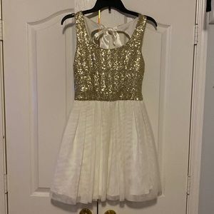 Gold and cream cocktail dress